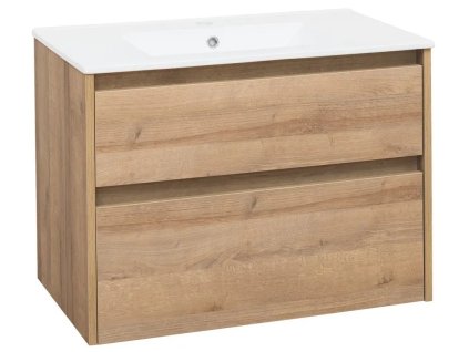 Duomo Slim: Koupelnová Skříňka 81 cm s Umyvadlem, Dub