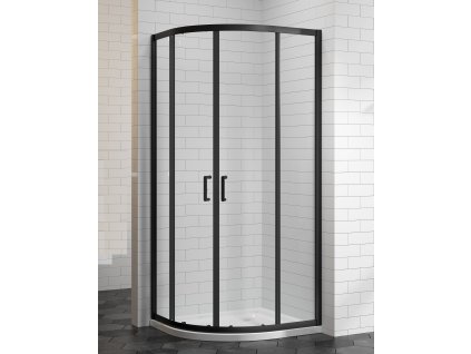 BESTECO Čtvrtkruhový Sprchový Kout Hammer Black, Černá Matná / Čiré Sklo, 100x100 cm