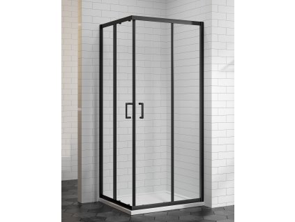 BESTECO Hammer Black Čtvercový Sprchový Kout 100x100 cm, Čiré Sklo, Posuvné Dveře, Černá Matná, 100x100 cm