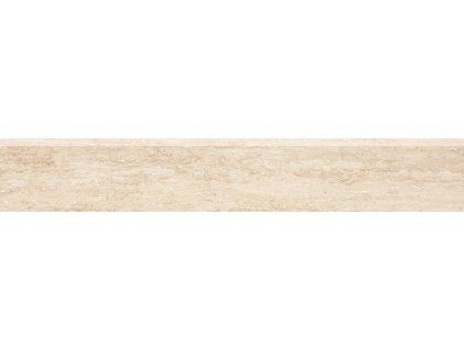 RAKO Alba DSAS4731 béžový sokl 9,5x60 cm detail imitace travertinu a zaoblené hrany