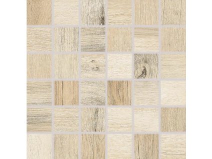 RAKO SALOON DDM06746 béžová mozaika 30x30 cm detail kostiček 4,8x4,8 v designu dřeva