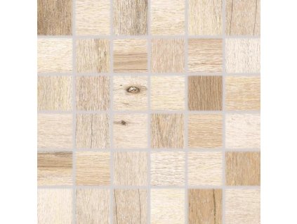 RAKO SALOON DDM06747 světle hnědá mozaika 30x30 cm imitace přírodního dřeva detail kostiček na síti