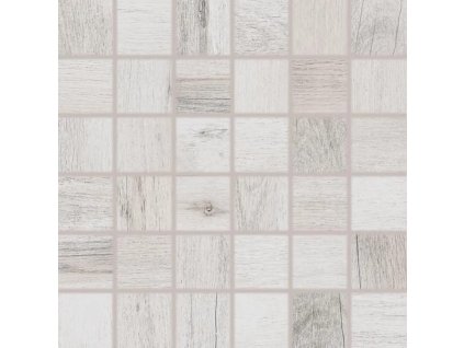 RAKO SALOON DDM06745 bělošedá mozaika 30x30 cm imitace dřeva detail kostiček na síti