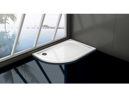 Asymetrická čtvrtkruhová sprchová vanička VENETS 120x80x3 cm levá