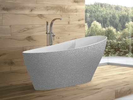 Volně stojící vana KEYA Glam - stříbrná (Varianta Rozměr vany - 165 × 70 cm)