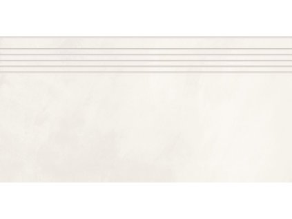 RAKO Blend DCPSE805 bílá schodovka 30x60 cm detail protiskluzových drážek a betonového povrchu