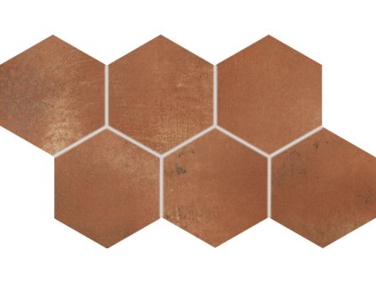 RAKO VIA DDVT8712 dekorativní patchwork dlažba 21x37 cm červenohnědá detail vzoru