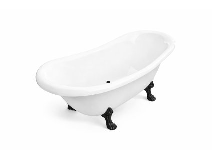 Volně stojící vana AMELIA bílá 190x77 cm, černé nožičky