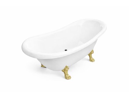 Volně stojící vana AMELIA bílá 190x77 cm, zlaté nožičky