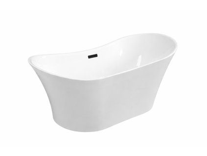 Volně stojící vana AMBER bílá 170x80 cm, černý sifon
