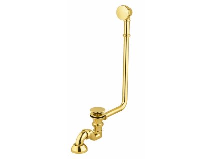 Celokovový vanový sifon s přepadem zlatý