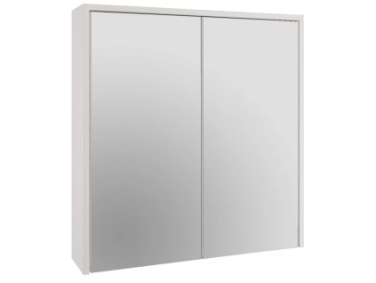 Bílá galerka EBS Sofie 67x70 cm (zrcadlová skříňka) s otevřenými dvířky.