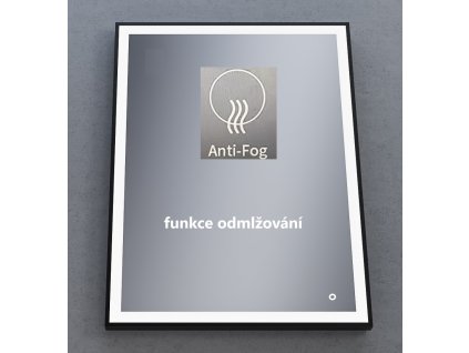 Zrcadlo s LED Blackmat v černém rámu s nastavitelným osvětlením, dotykovým spínačem a funkci proti zamlžování 80x60 cm