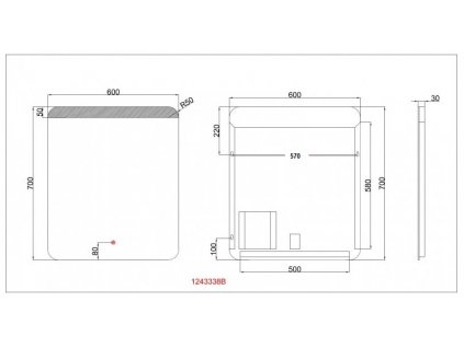 Koupelnové zrcadlo Besteco GURU 60x70 cm s horním a spodním LED podsvícení
