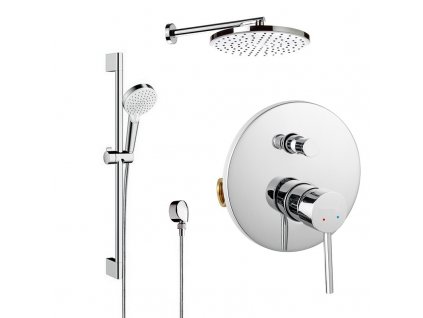 Podomítková sprchová baterie BESTECO ECCO s instalačním boxem a přepínačem pro 2 výstupy, chromový povrch, kód BE-ECCO-BOX-2