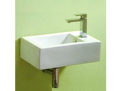 BESTECO Brainy R Keramické Umývátko 50x25 cm, Pravé, Bílá Lesklá, S Otvorem pro Baterii