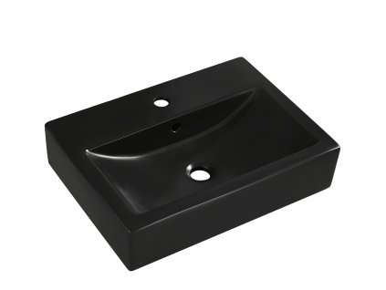 Černé keramické umyvadlo BESTECO CUBE Black hranaté na desku.