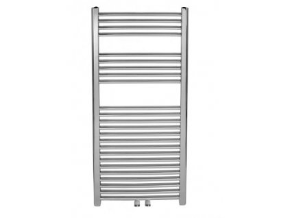 Koupelnový radiátor chrom, rovný se středovým připojením 450x1200 mm