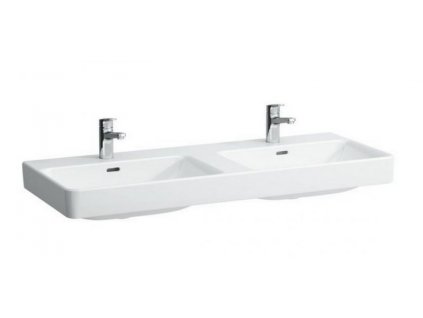 LAUFEN PRO S Keramické dvojumyvadlo H8149664001041, LCC úprava, 2 otvory, Bílá, 120x46,5 cm