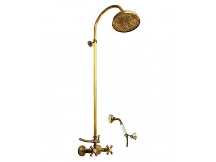 Retro sprchový sloup RAV SLEZÁK MORAVA stará mosaz MK181.5/3SM s kohoutky, kód MK181.5/3SM