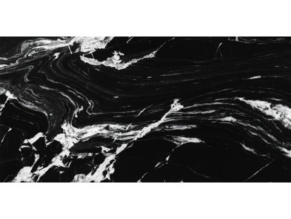 EBS LUX Iliria Nero dlažba 60x120x1,05 cm lesklá rektifikovaná mrazuvzdorná design černý mramor BESTECO