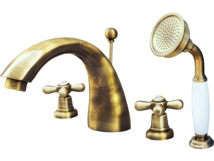 Retro vanová baterie RAV SLEZÁK MORAVA stará mosaz nástěnná kohoutková, kód MK169.5SM