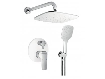 Luxusní podomítková sprchová sada BESTECO NOBLESS v bílé barvě s chromovými prvky a příslušenstvím, kód BE-NOB-BC