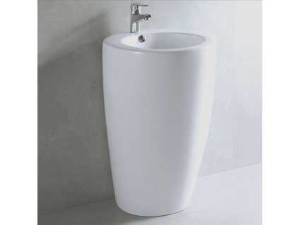 BESTECO Keramické Volně Stojící Umyvadlo Arco (Bílá), Monolitické, 55 x 52 x 85 cm