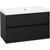 Koupelnová Skříňka DUOMO Závěsná s Umyvadlem z Litého Mramoru 101x46 cm, Provedení Bílá/Dub (nebo Dub Rivie/Černá Matná/Bílá Lesklá), Soft-Close, Šuplíky, Kód DUOMO101D/B/K/C