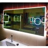 BESTECO LED zrcadlo Bright Time 140x65 cm | CCT, Hodiny, Lupa, Odmlžování