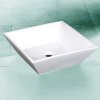 BESTECO Keramické Umyvadlo na Desku Square 410 (Bílá), Čtvercové Hranaté, 41 x 41 x 12 cm