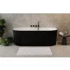 Volně stojící vana LEYA černá/bílá, sifon se štěrbinovým přepadem (Varianta Barva - Černá / bílá, Barva sifonu - Chrom, Rozměr vany - 170 × 78 cm)