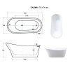 Volně stojící akrylátová vana CALIMA 170 × 74 cm, bílá – včetně černého sifonu Click-Clack  s černou odtokovou soupravou Click-Clack