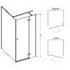 Čtvercový Sprchový Kout CHROME 90x90 cm nakres 2