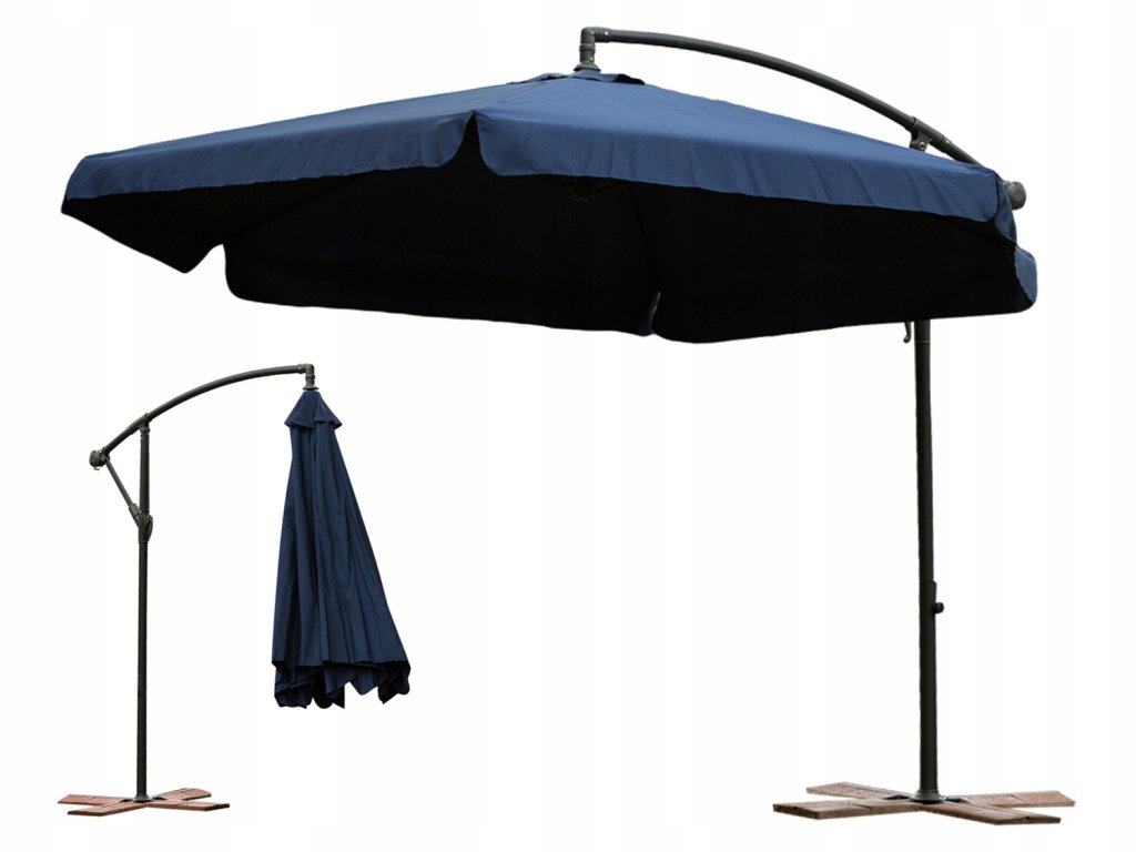 Zahradní skládací modrý slunečník 350cm