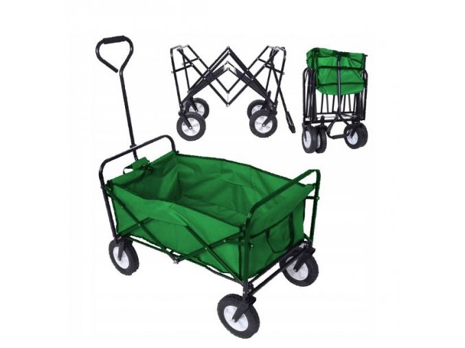 vozík na koliesakch zelený