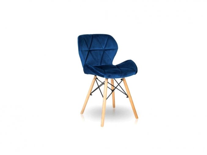 Jídelní židle sametová modrá ZAFÍR