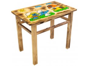 detský drevený stolík šmolkovia 1