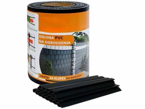 Stínicí fólie na plot 19cm x 35m 450g/m2 Černá + spony 24ks