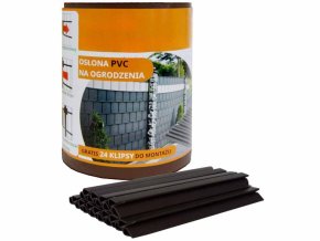 Stínící fólie na plot 19cm x 35m 450g/m2 Hnědá + spony 24ks