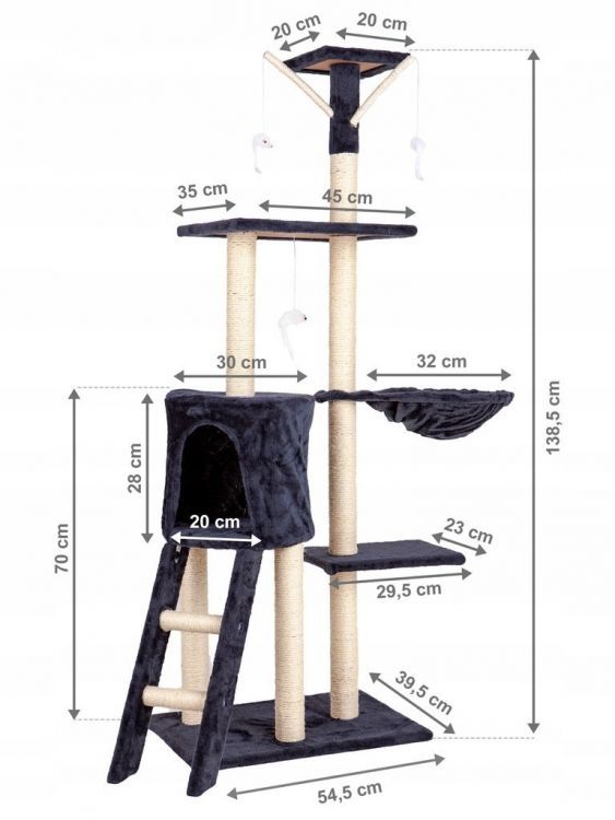 Kratzbaum/ Ruheplatz für Katzen Nessie 138cm XL