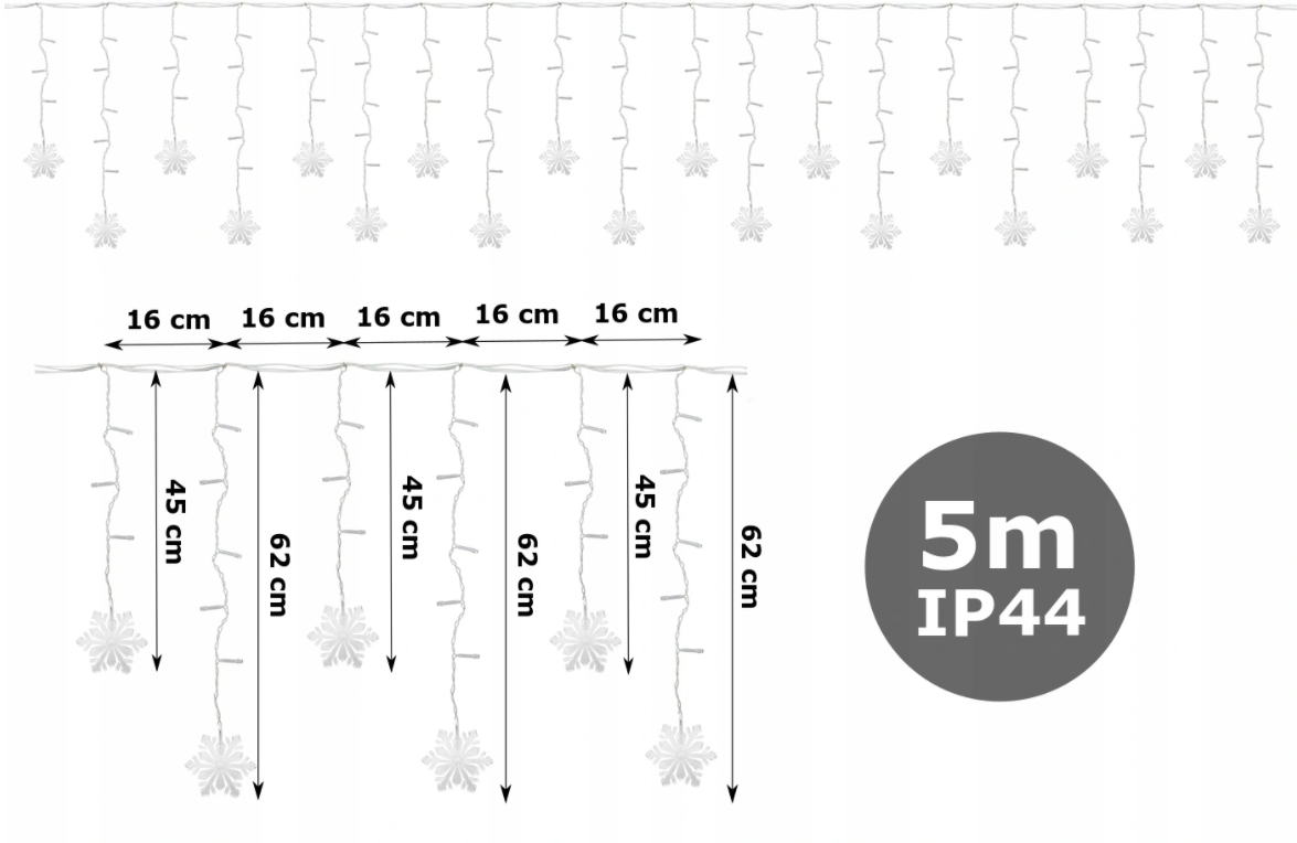 Lichterkette 100LED 5 m - 8 Funktionen Snowflakes