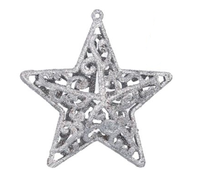 Christbaumschmuck - Stern 3 Stk. 10,5 cm SILVER