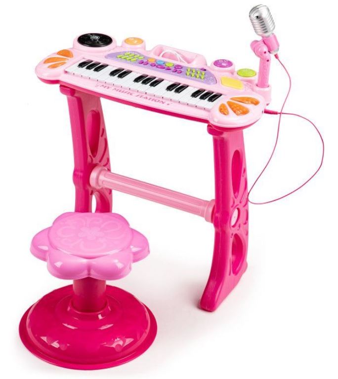 Otroški klavir z mikrofonom in taburejem