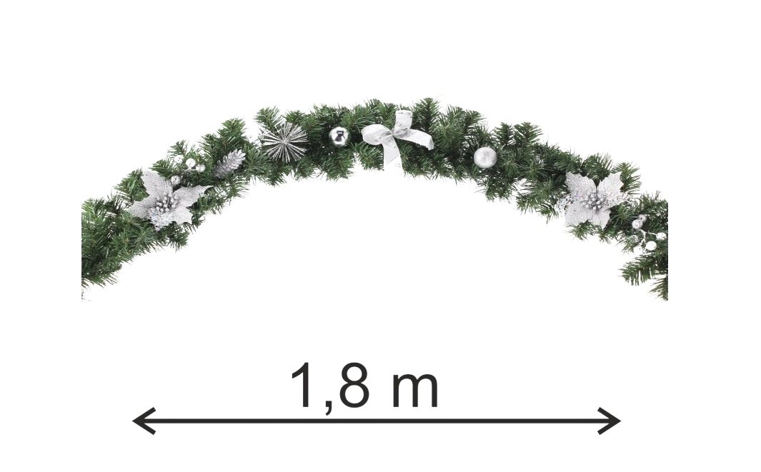 Božićna girlanda 1,8 m Srebrna