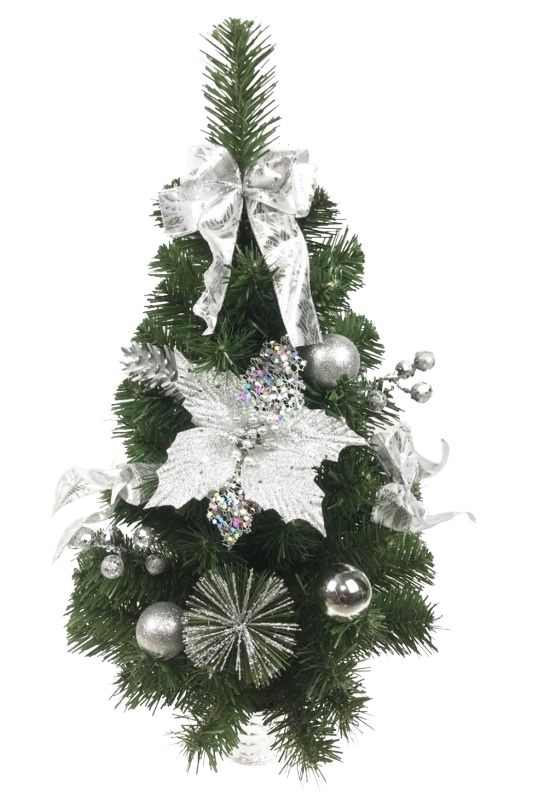 Božićno drvce za stol 60 cm Silver Poinsettia