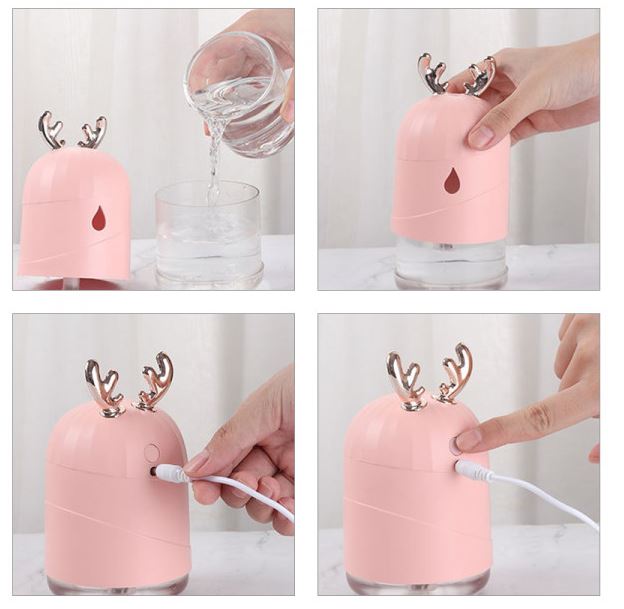 Difuzor de arome LED USB 200ml Deer Pink 4