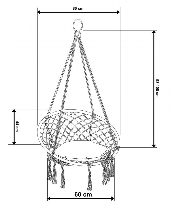 Vrtni stol viseč 80x60cm meden z blazino