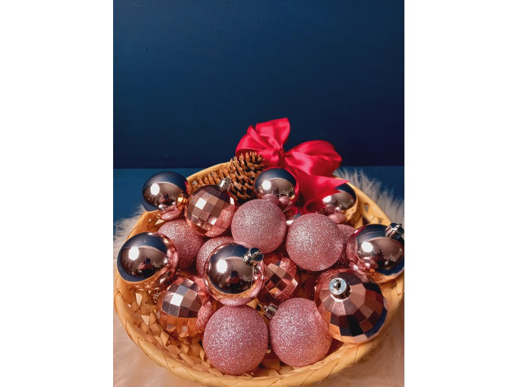 Vianočné gule na stromček 5cm 24ks Pink