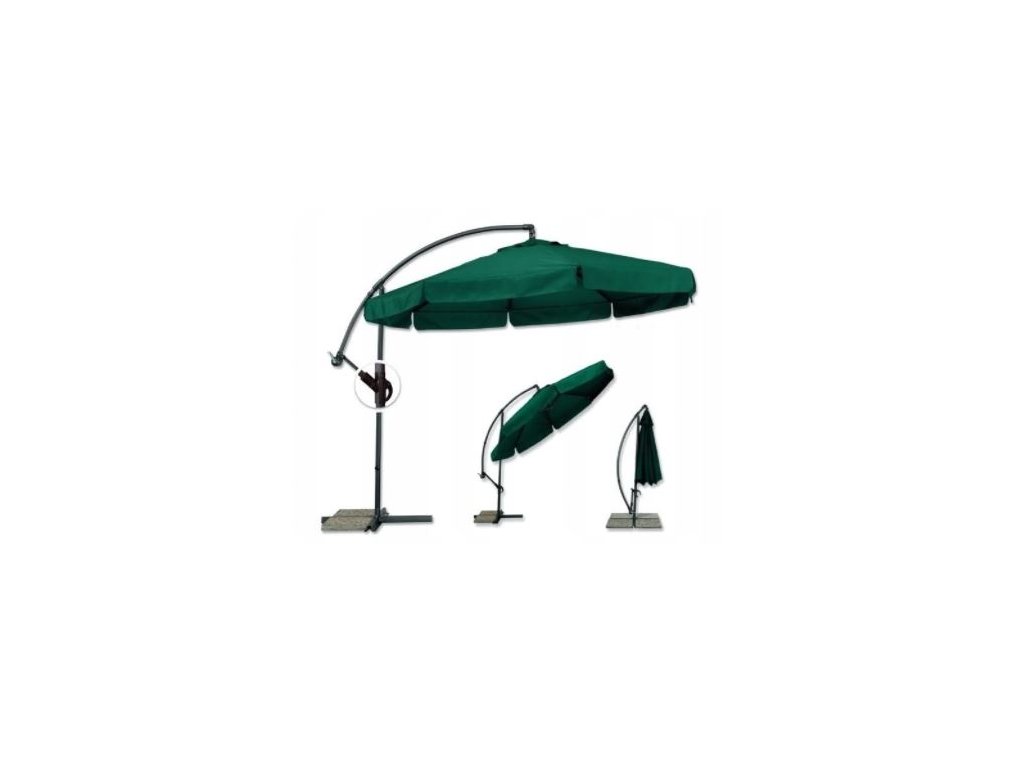Záhradný skladací zelený slnečník 350cm